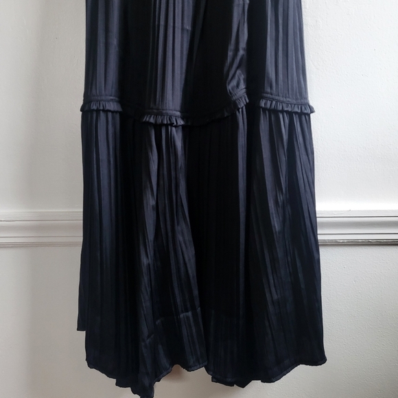 New Anthropologie Ruched Bustier Adjustable Straps Black Slip Midi Dress 2 US - Picture 10 of 14